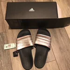 Adidas Slides Rose Gold Adilette Womens 10 Bling